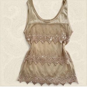 Lace and crochet embellished top